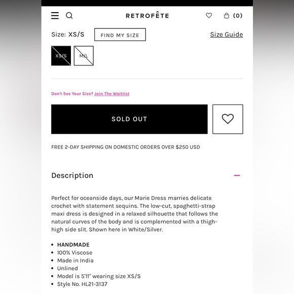 Retrofete Marie Sequin Crochet Maxi Dress Silver size M/L - Picture 13 of 14